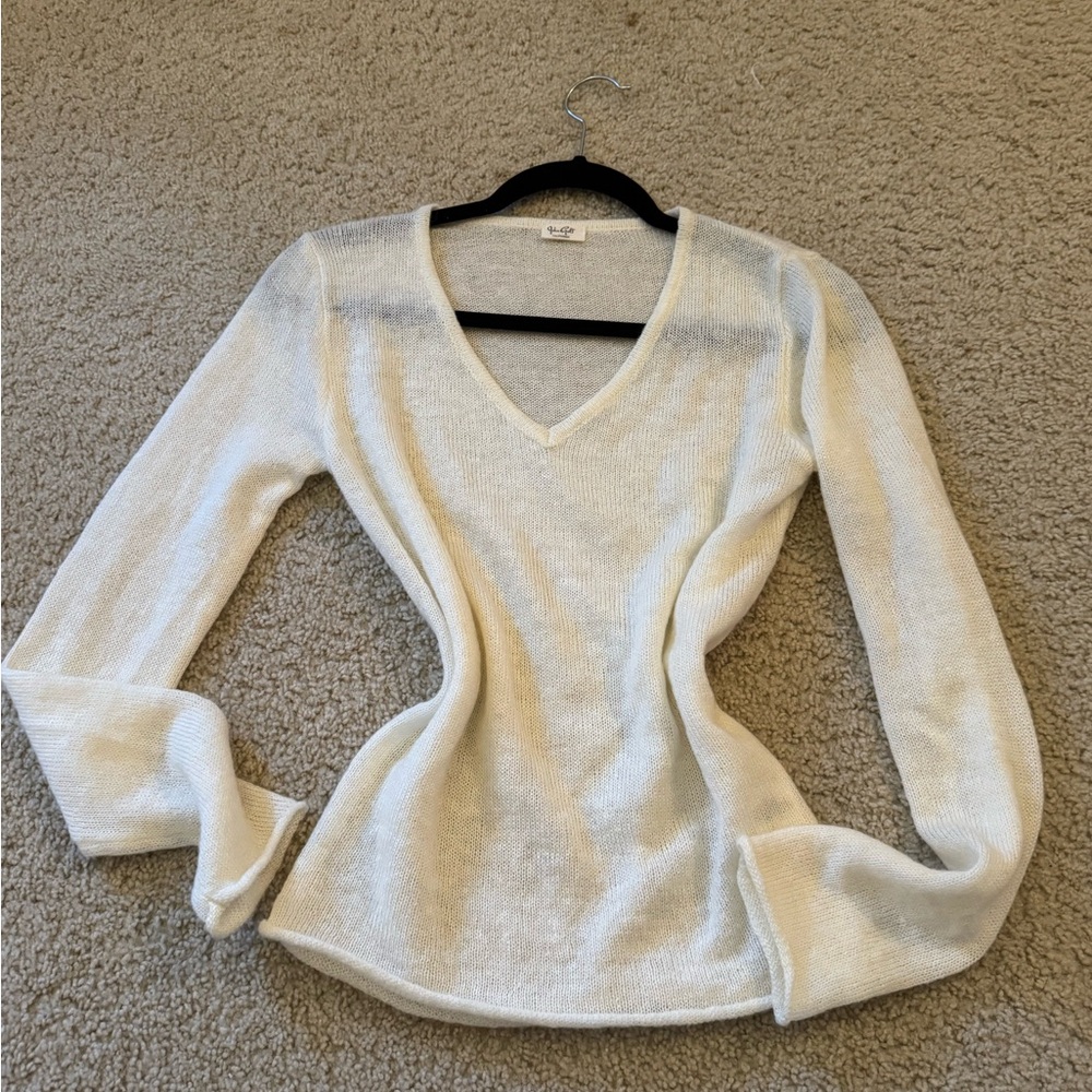 Women's Cream V-Neck Sweater